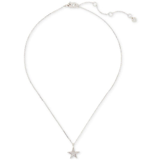 Silver-Tone Pavé Star Pendant Necklace, 16" + 3" extender