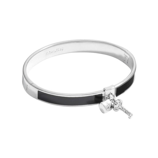 Black Signature Sculpted C Charm Bangle Bracelet