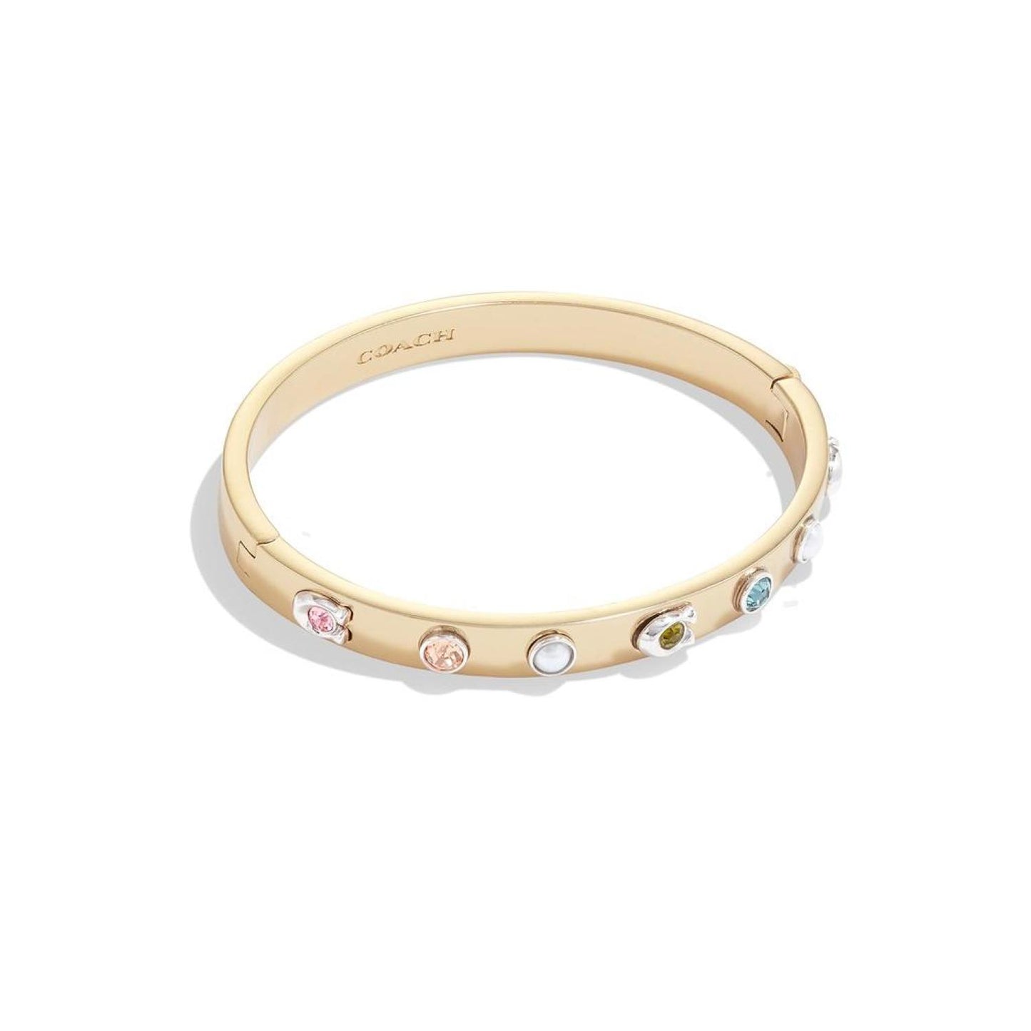 Pegged Stone Hinge Bangle Bracelet