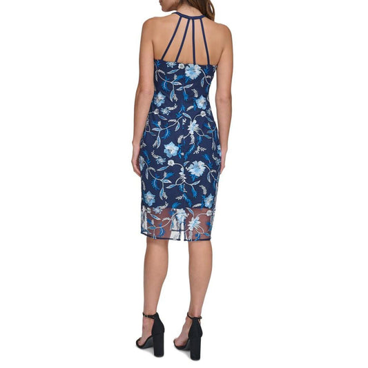 Women's Embroidered-Floral Mesh Sheath Dress