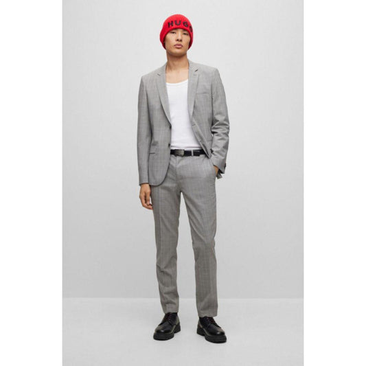 Extra-slim-fit checked suit in performance-stretch fabric