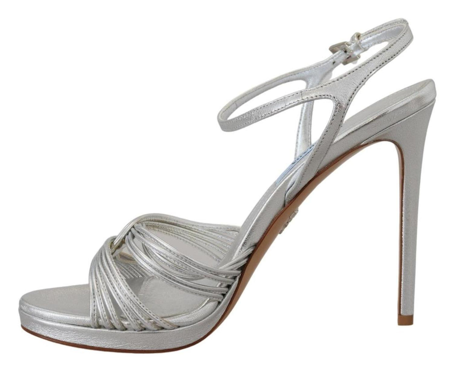 Prada Leather Sandals Ankle Strap Heels Women's Stiletto