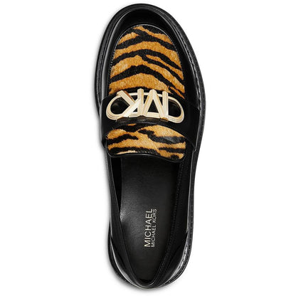 Womens Calf Hair Animal Print Loafers