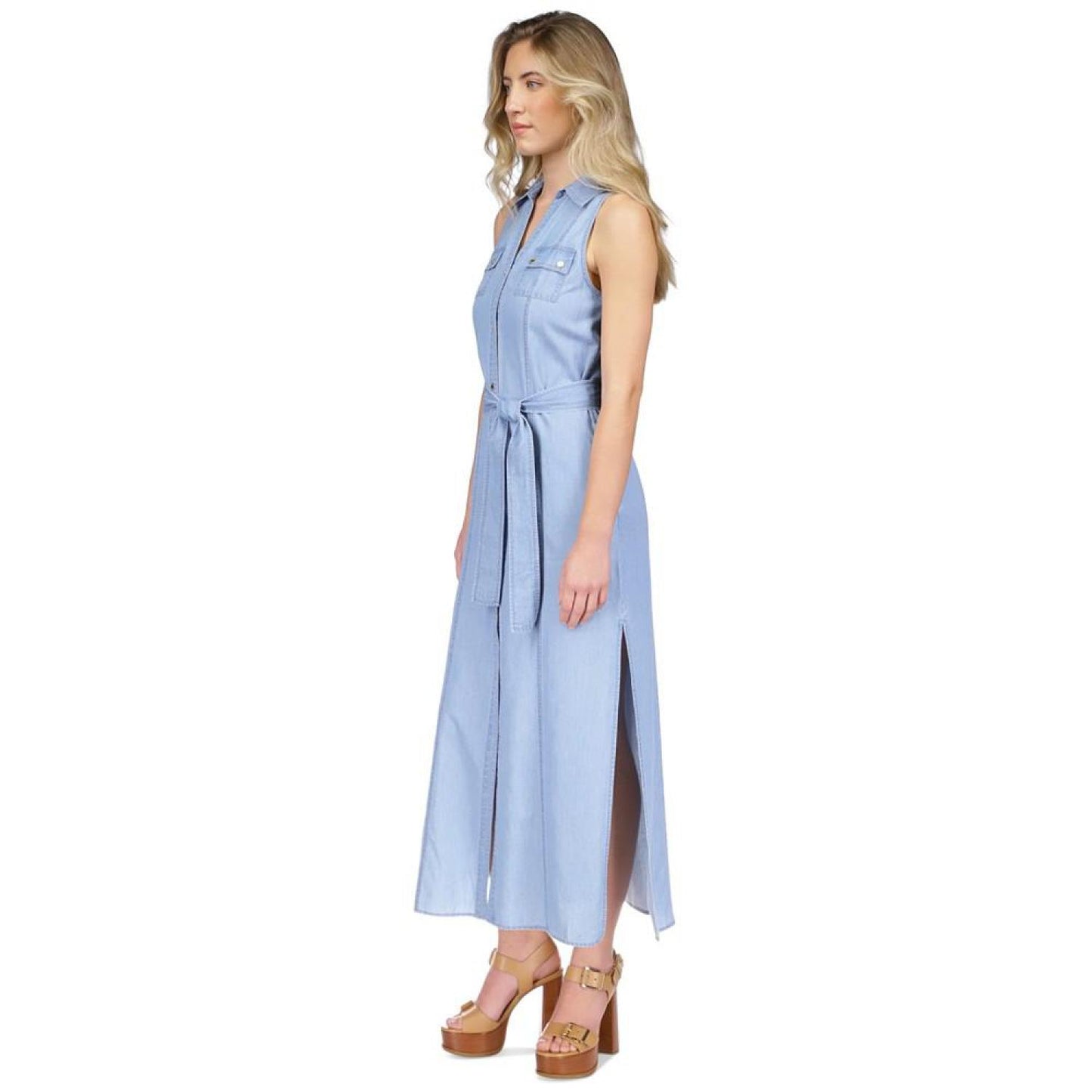 Women's Sleeveless Maxi Shirtdress, Regular & Petite