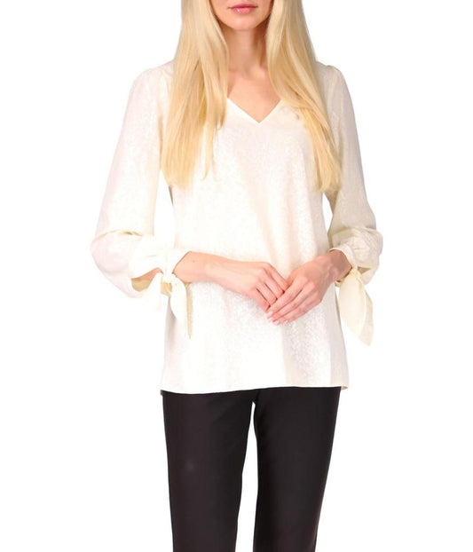 V-Neck Tie Sleeve Top