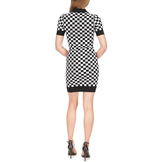 Womens Check Print Fitted Shirtdress