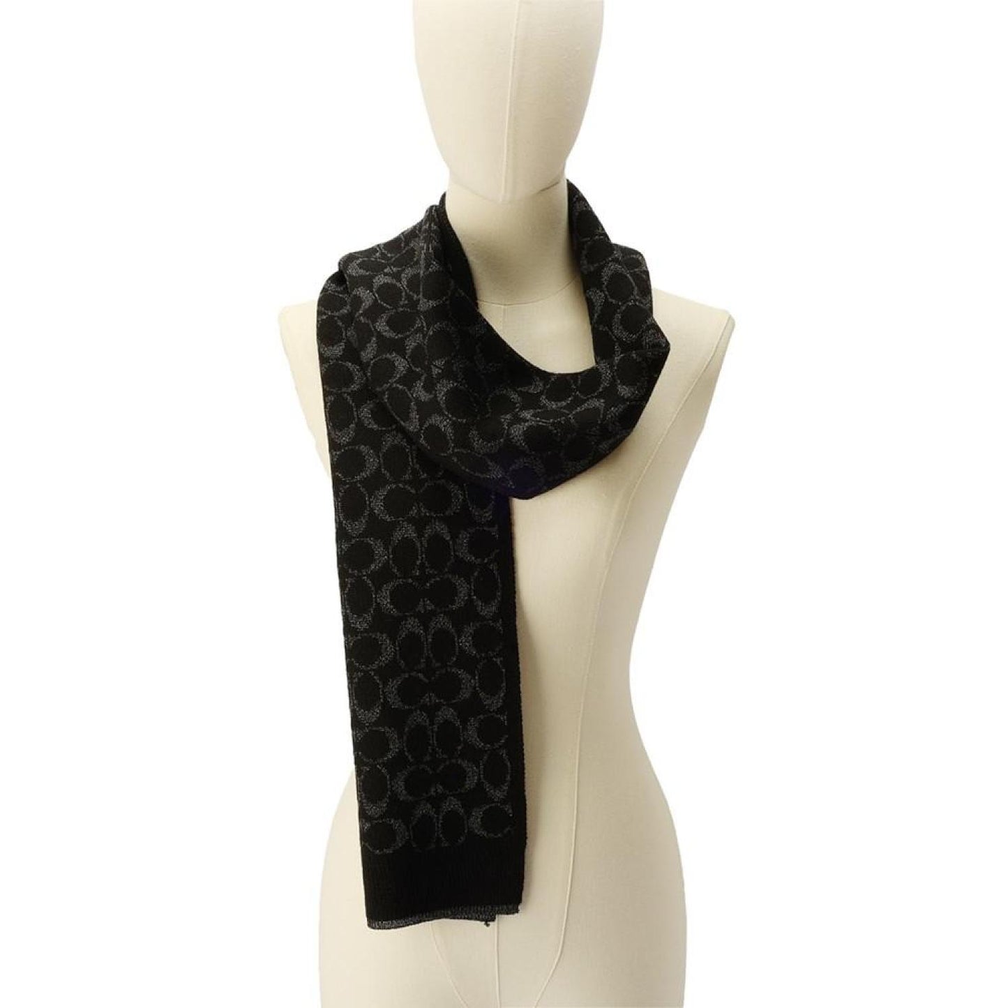 Women's Metallic Logo Ribbed-Knit Scarf