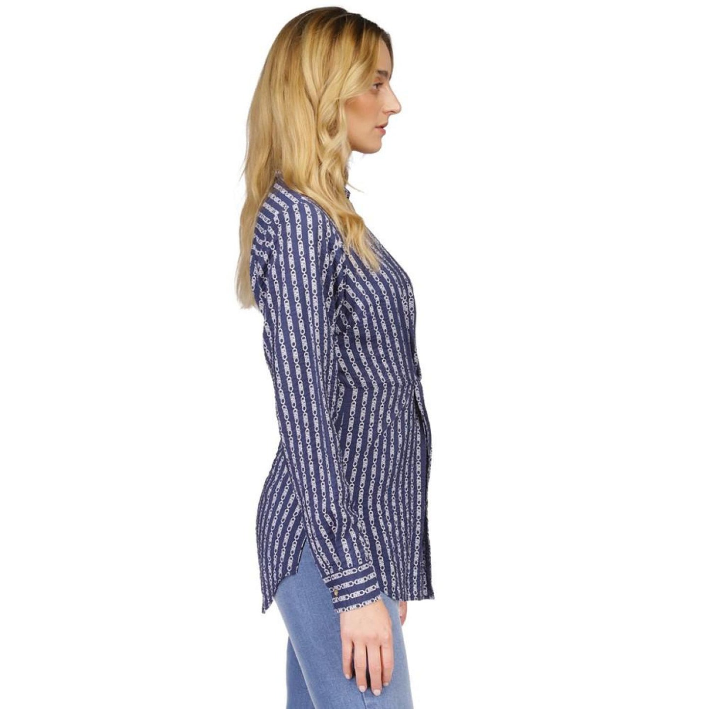 Women's Chain-Print Twist-Front Shirt