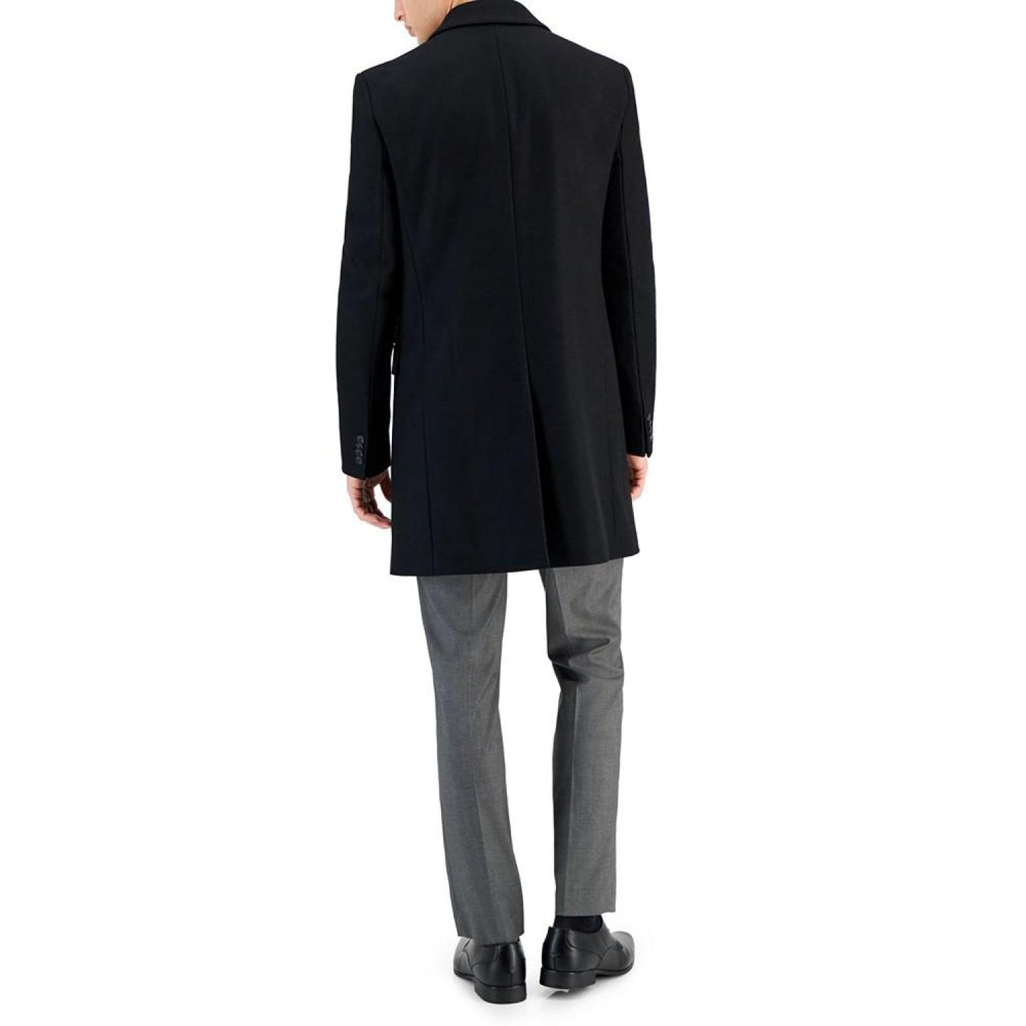 Men's Slim-Fit Wool Classic Black Overcoat