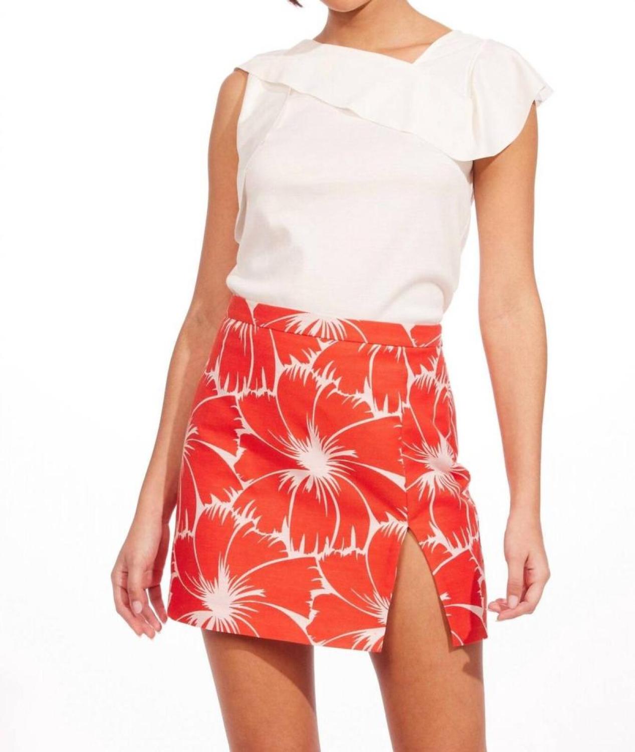 Illy Mini Skirt In Scarlet Bloom