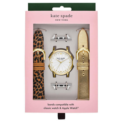 Women's Leopard Cross-Compatible Set, 38mm, 40mm, 41mm Bands for Apple Watch with Classic Watch Head Set