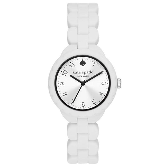 Women's Morningside Three Hand Quartz White Silicone Watch 34mm