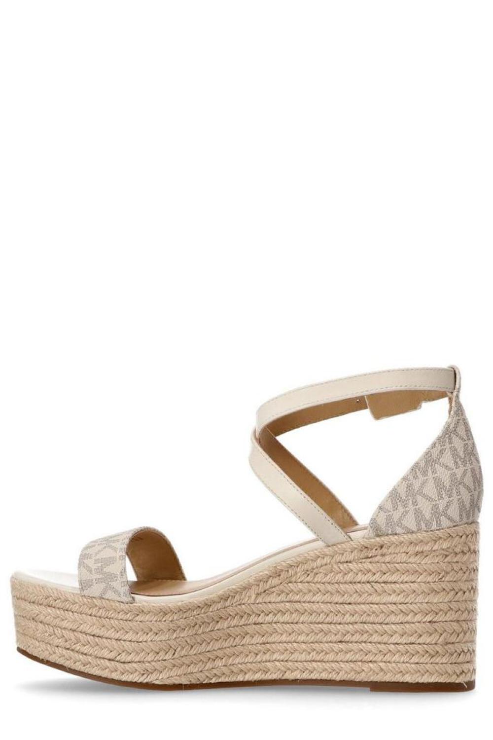 Michael Michael Kors Serena Logo Printed Wedge Sandals