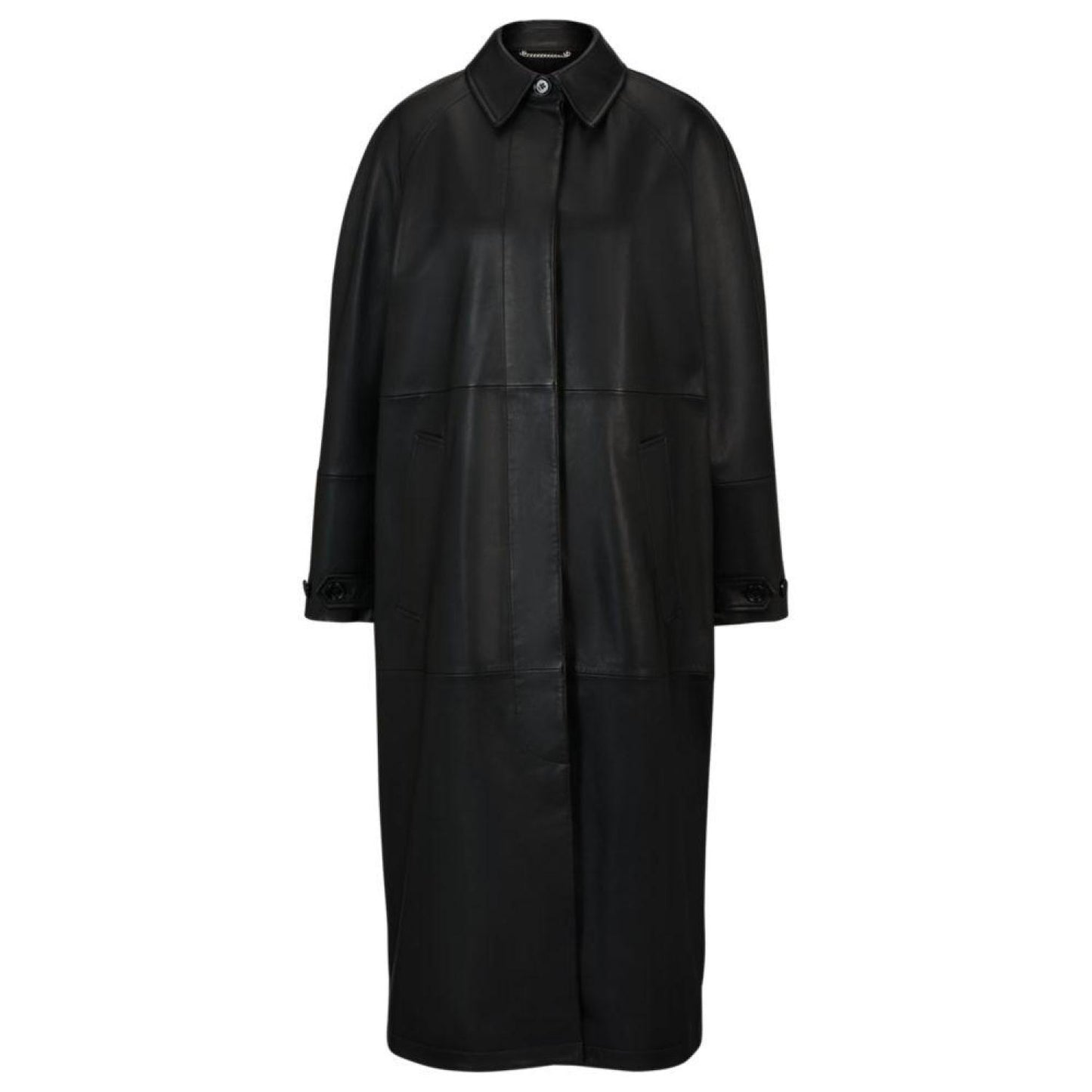 Relaxed-fit coat in Nappa leather with concealed closure