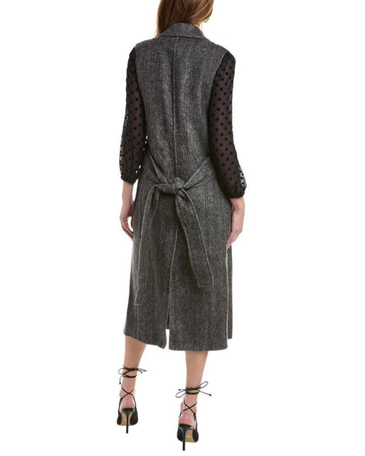 Michael Kors Collection Herringbone Wool Wrap Coat