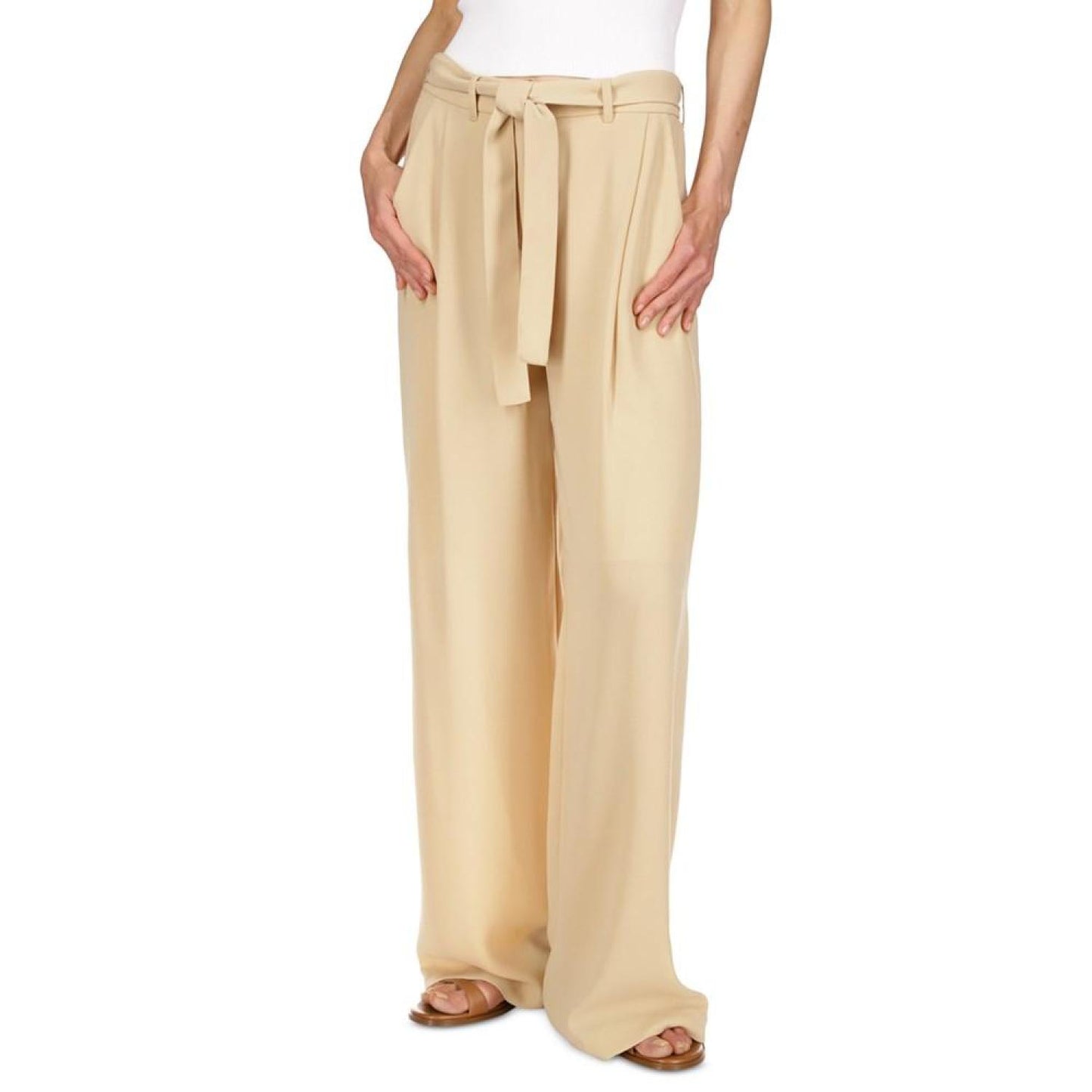 Self-Sash Wide-Leg Pants, Regular & Petite