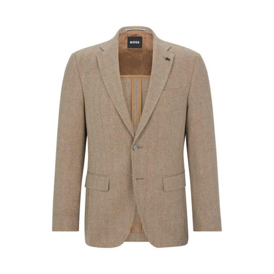 Slim-fit jacket in herringbone cotton and virgin wool