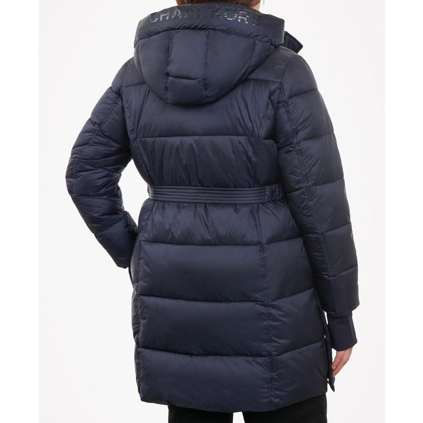 Women's Plus Size Hooded Belted Puffer Coat, Created for Macy's