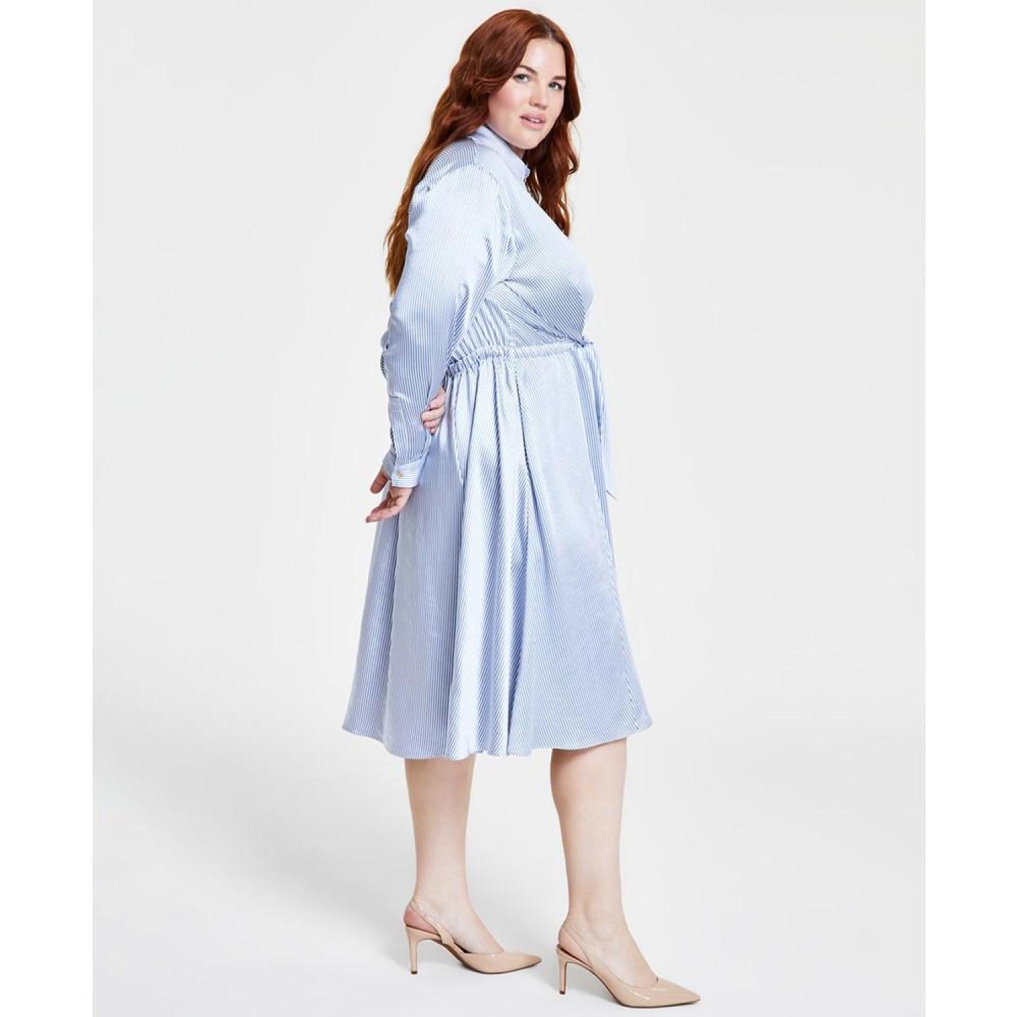 MICHAEL Plus Size Twist-Front Collared Shirt Dress