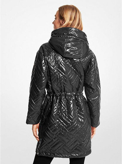 Quilted Ciré Nylon Puffer Coat