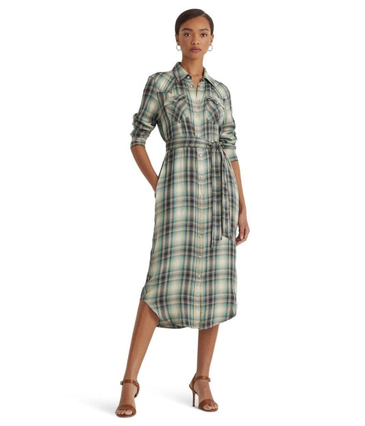 Plaid Twill Shirtdress