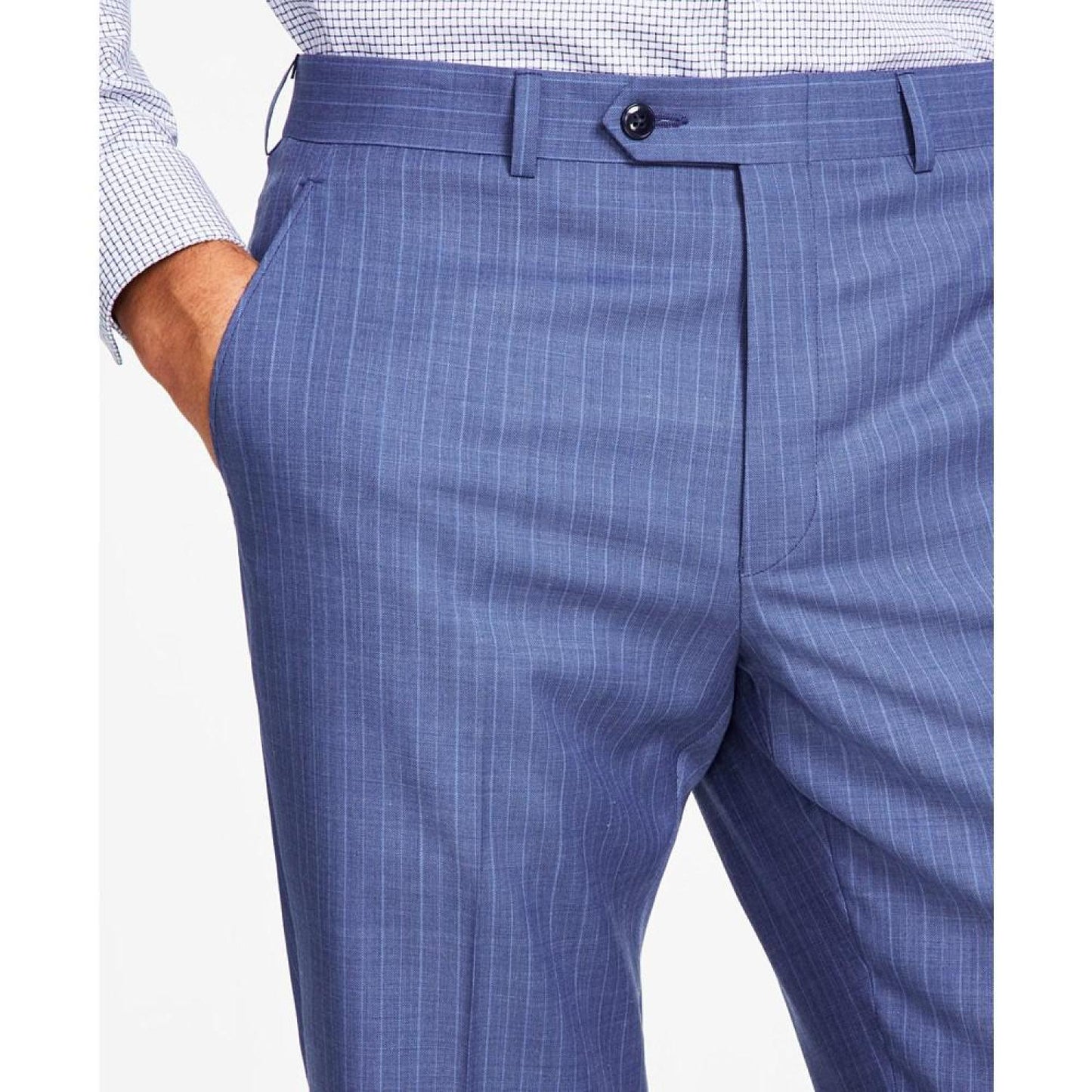 Men's Classic-Fit Pinstripe Wool Stretch Suit Pants