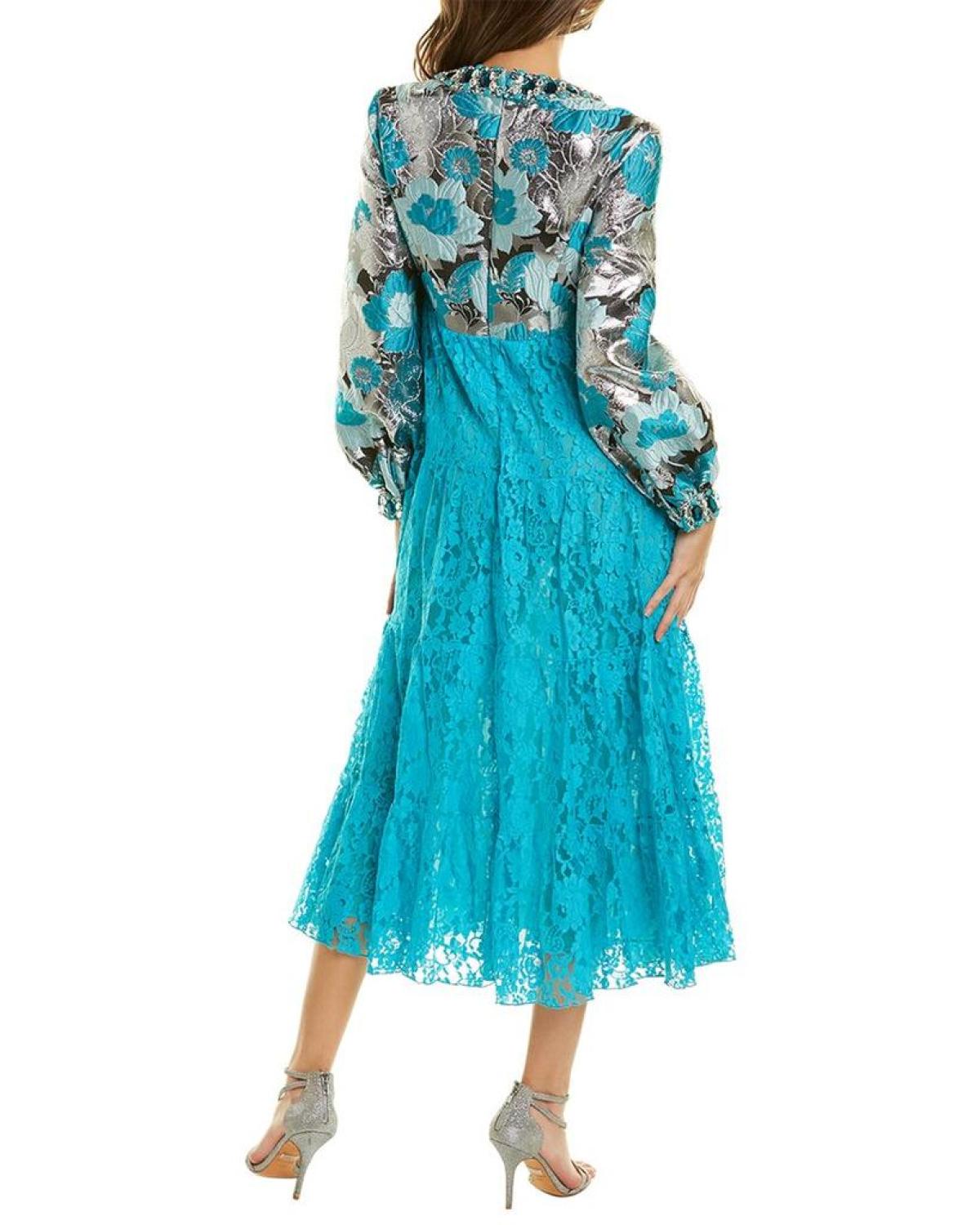 Michael Kors Collection Brocade & Lace Silk-Blend Midi Dress