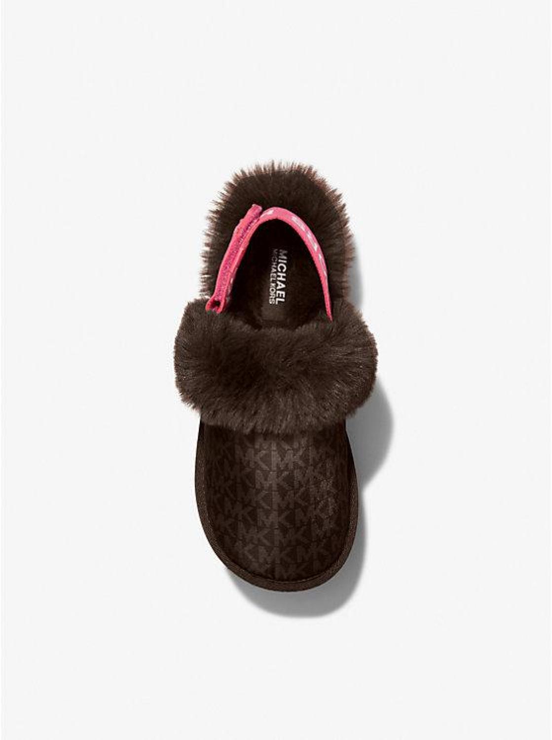 Fifi Signature Logo Nylon and Faux Fur Platform Slipper