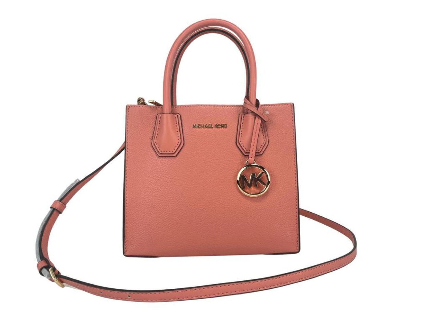 Michael Kors Mercer Medium Sherbet Pebble Leather Messenger Crossbody Bag Women's Purse