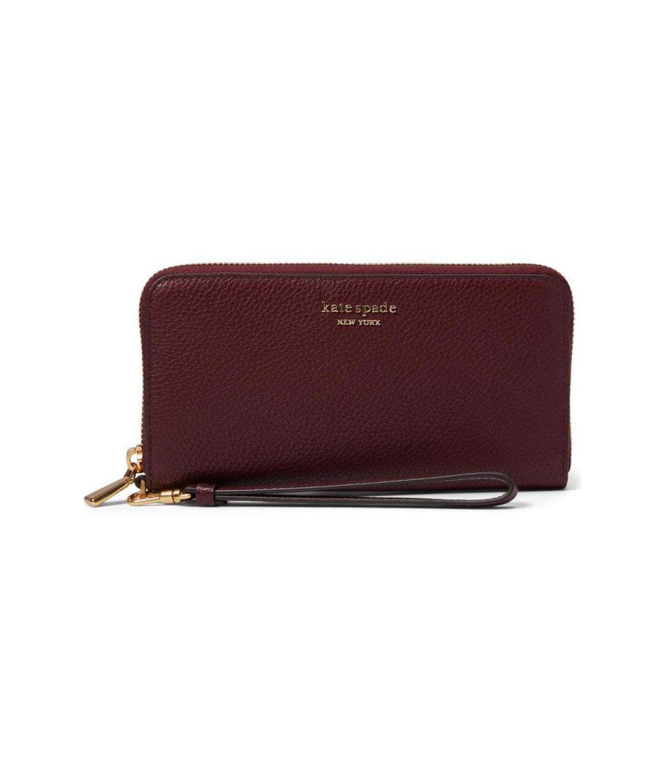 Ava Pebbled Leather Zip Around Continental Wristlet