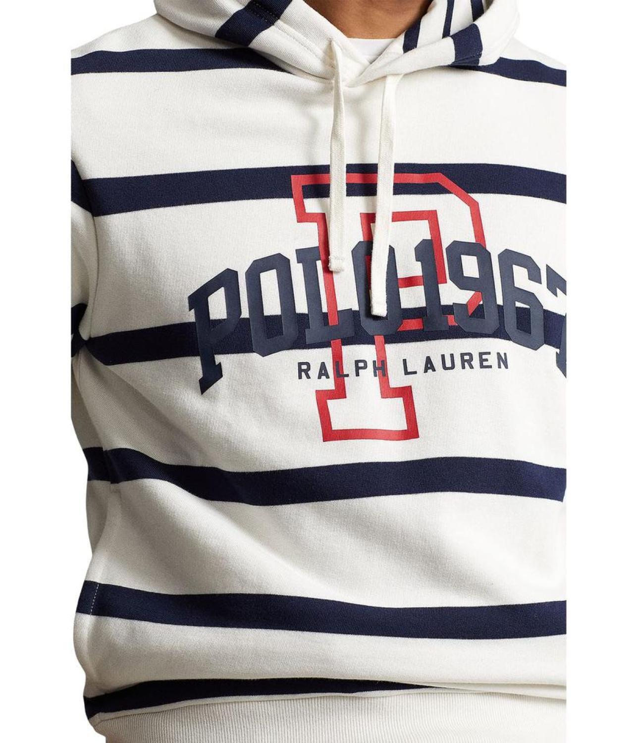 Logo Striped Fleece Hoodie