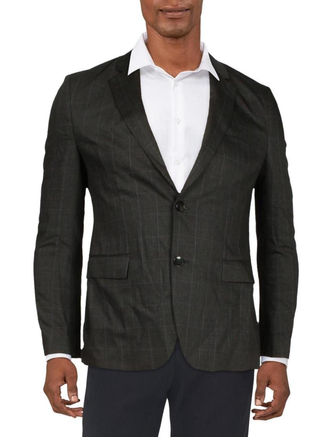 Karl224X Mens Wool Modern Fit Two-Button Blazer