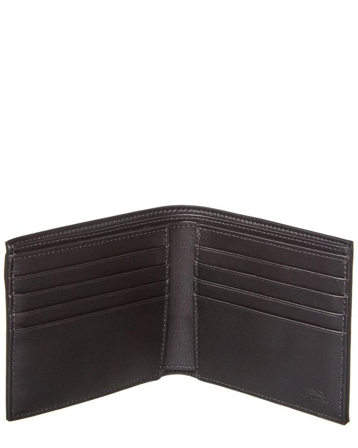 FENDI Shadow Diagonal Leather Bifold Wallet