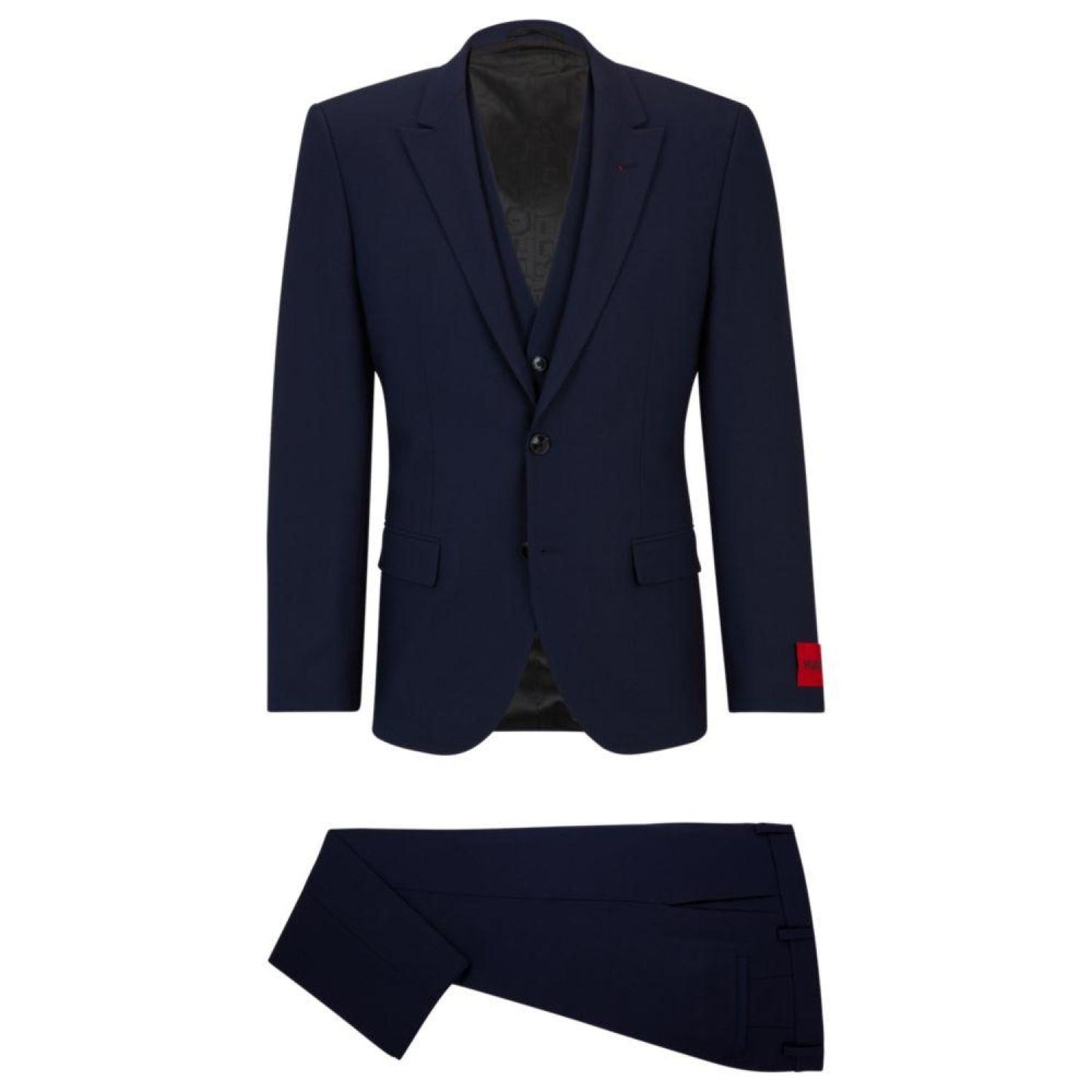 Three-piece slim-fit suit in performance-stretch fabric