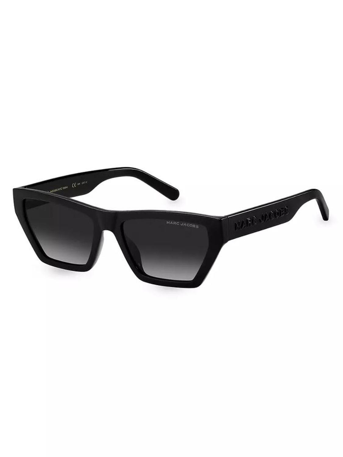 55MM Rectangle Logo Sunglasses