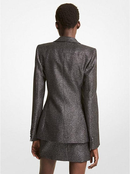 Georgina Metallic Dogtooth Wool Blend Blazer