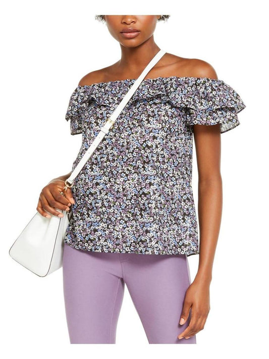 Womens Floral Print Ruffled Top