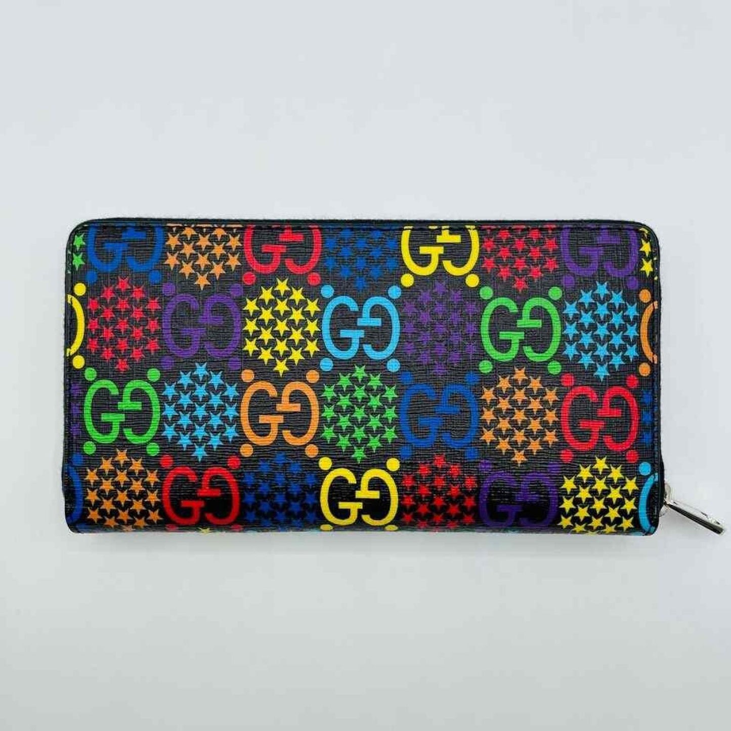 Gucci Unisex  Supreme GG Leather Psychedelic Zip Around Wallet