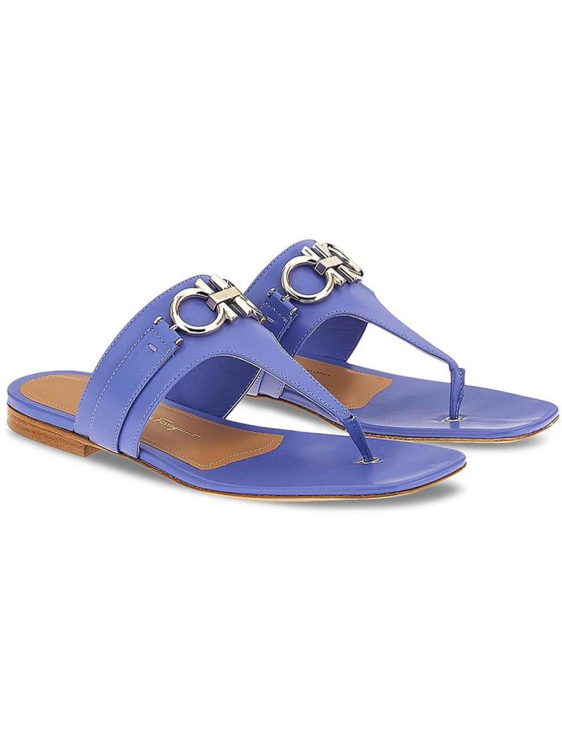 Ferragamo Rikis Womens Calf/Goat Leather Wedge Flatform Sandals