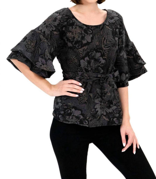 Laszlo Top In Black Floral