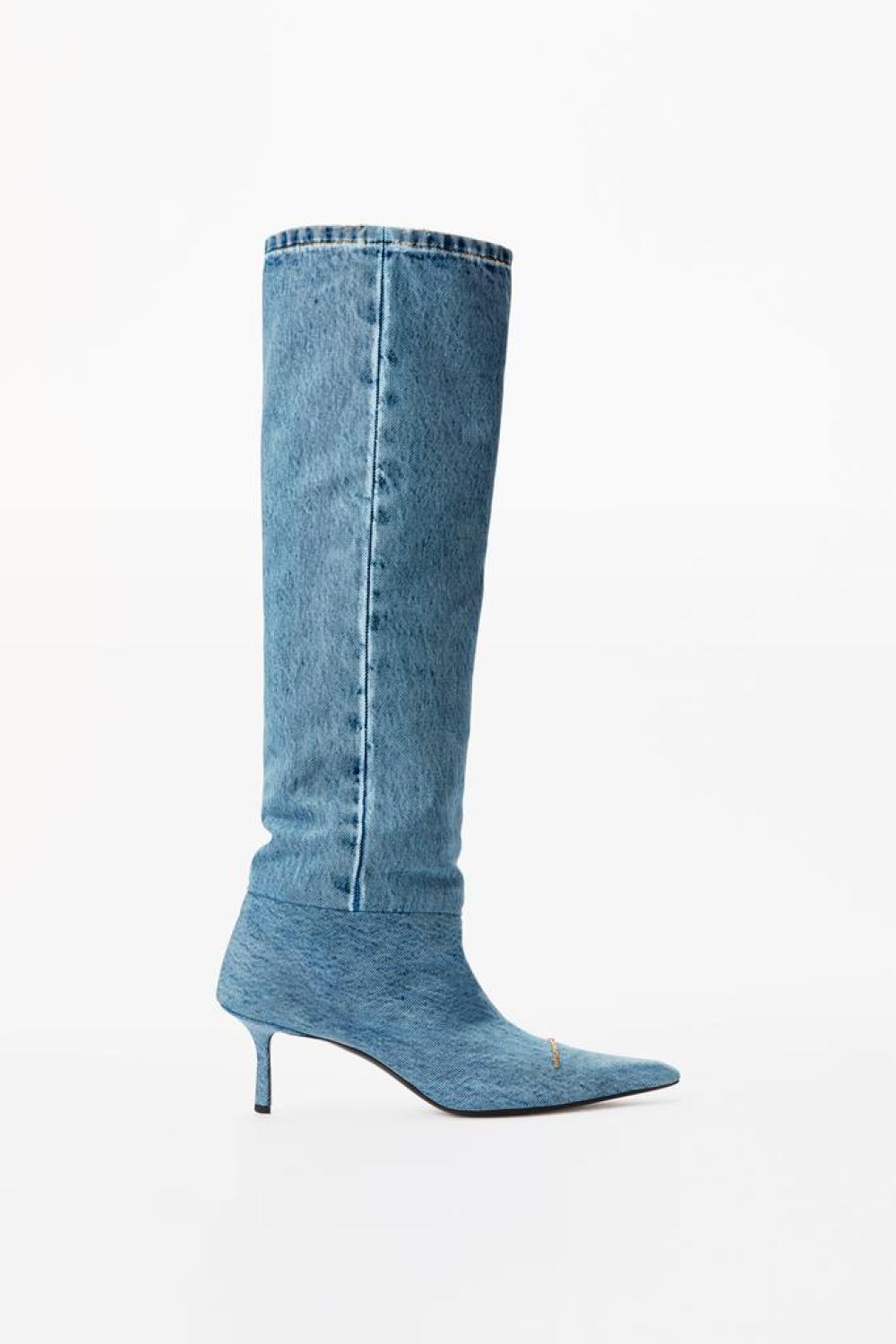 Viola 65 Slouch Boot In Washed Denim