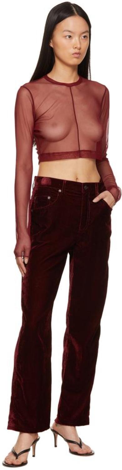 Red 'The Liquid Velvet' Trousers