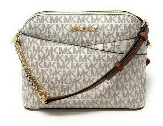 Michael Kors Women's Jet Set Travel MK Signature Dome Crossbody Bag