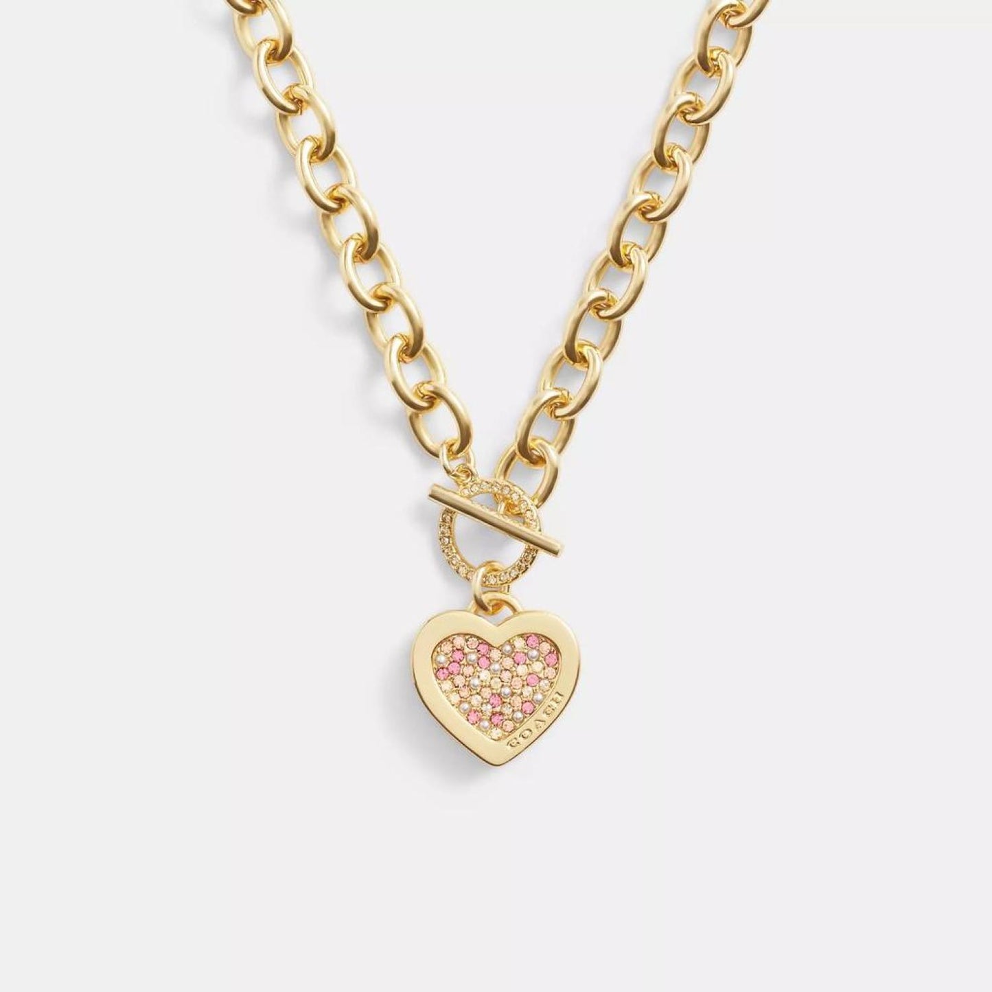 Coach Outlet Pavé Heart Chain Necklace