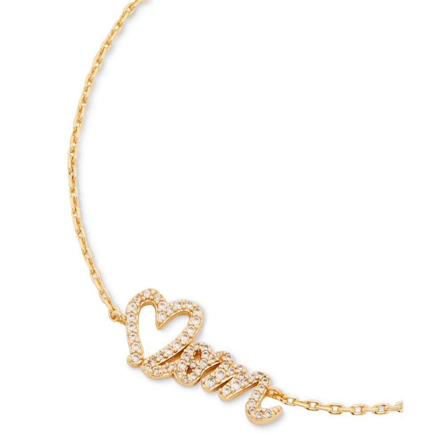 Gold-Tone Pavé Heart Mom Link Bracelet