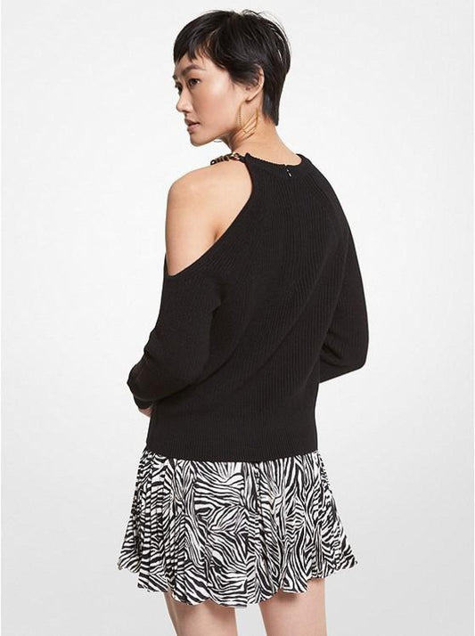 Ribbed Wool Blend Asymmetric Sweater