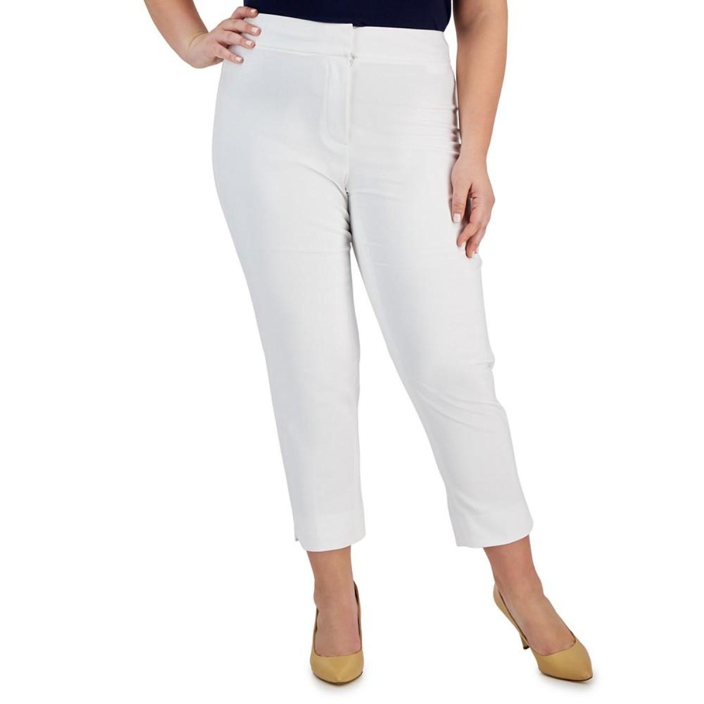 Plus Size Slit-Hem Ankle Pants