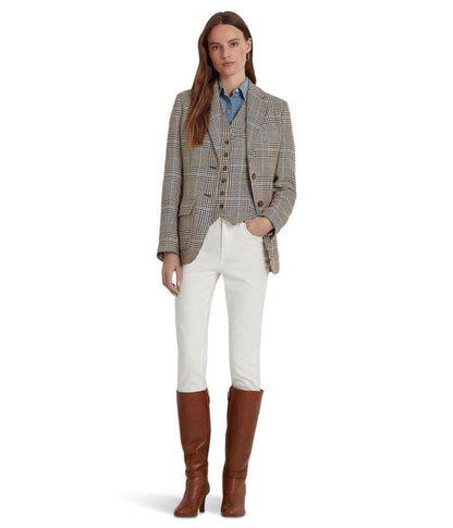 Plaid Linen-Cotton Tweed Blazer