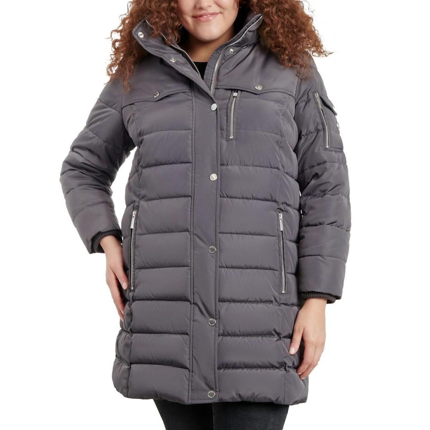 Women's Plus Size Faux-Fur-Trim Hooded Puffer Coat, Created for Macy's