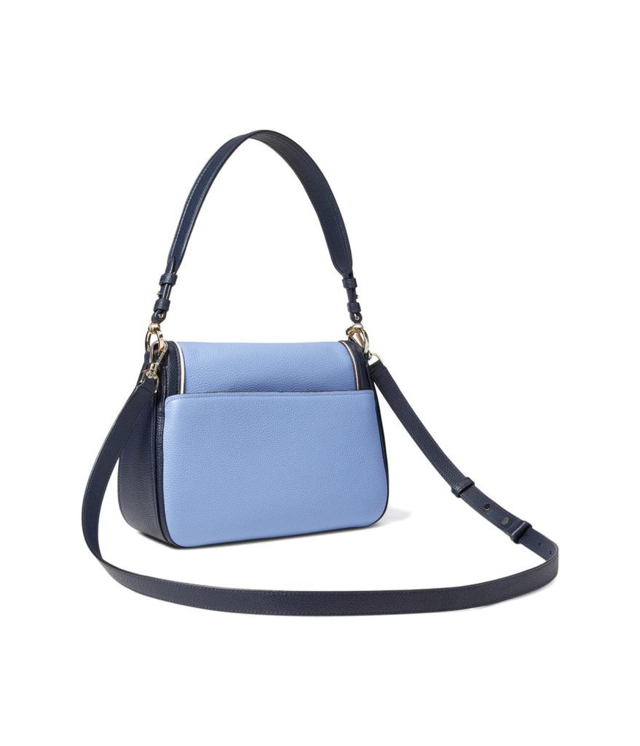 Hudson Color-Blocked Pebbled Leather Medium Convertible Flap Shoulder Bag